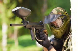 Paintball Player Takes Aim