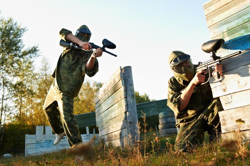 Playing paintball in comfortable weather