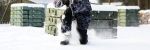 Paintball player in the winter season